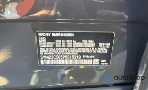 2023 BMW Xm из США, поврежденный, VIN 5YM23CS05P9S15319